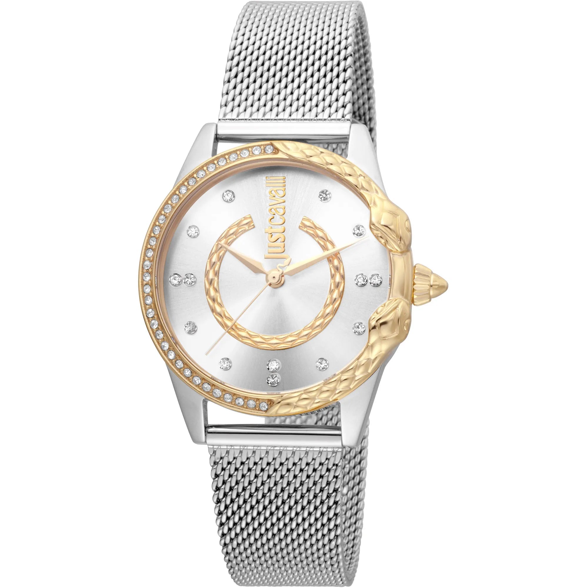 Just Cavalli JC Giro Steel Silver Yellow Gold Serpente Zircons