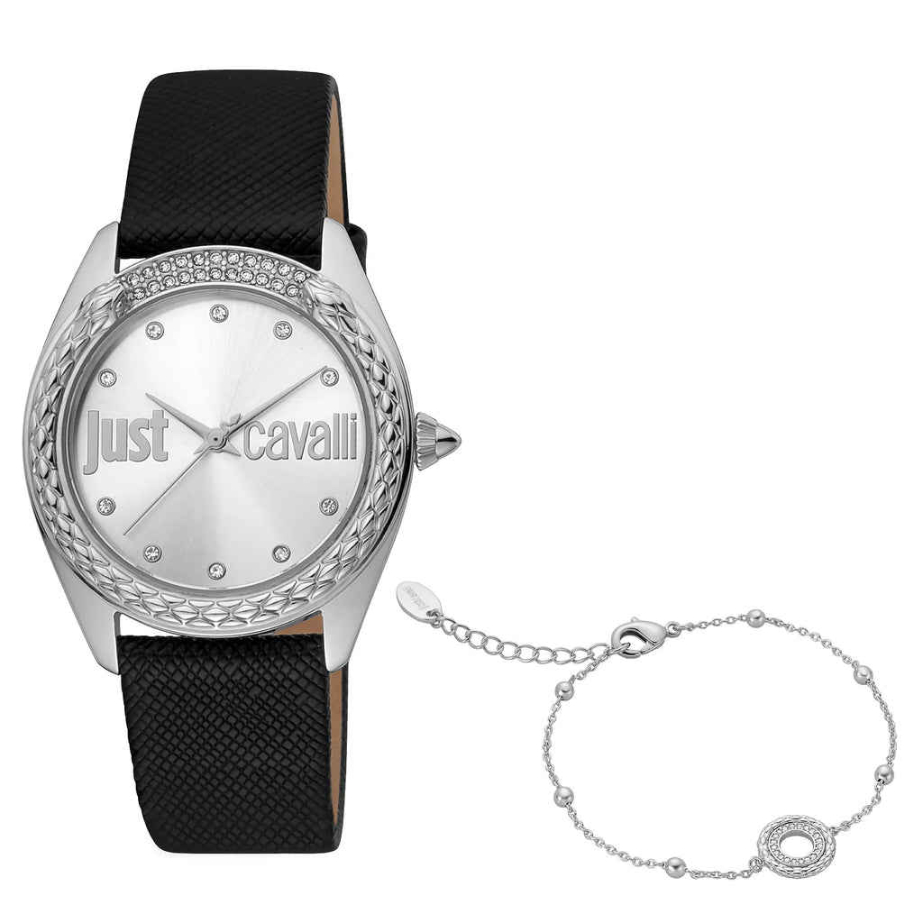 Just Cavalli Brillante Silver Leather