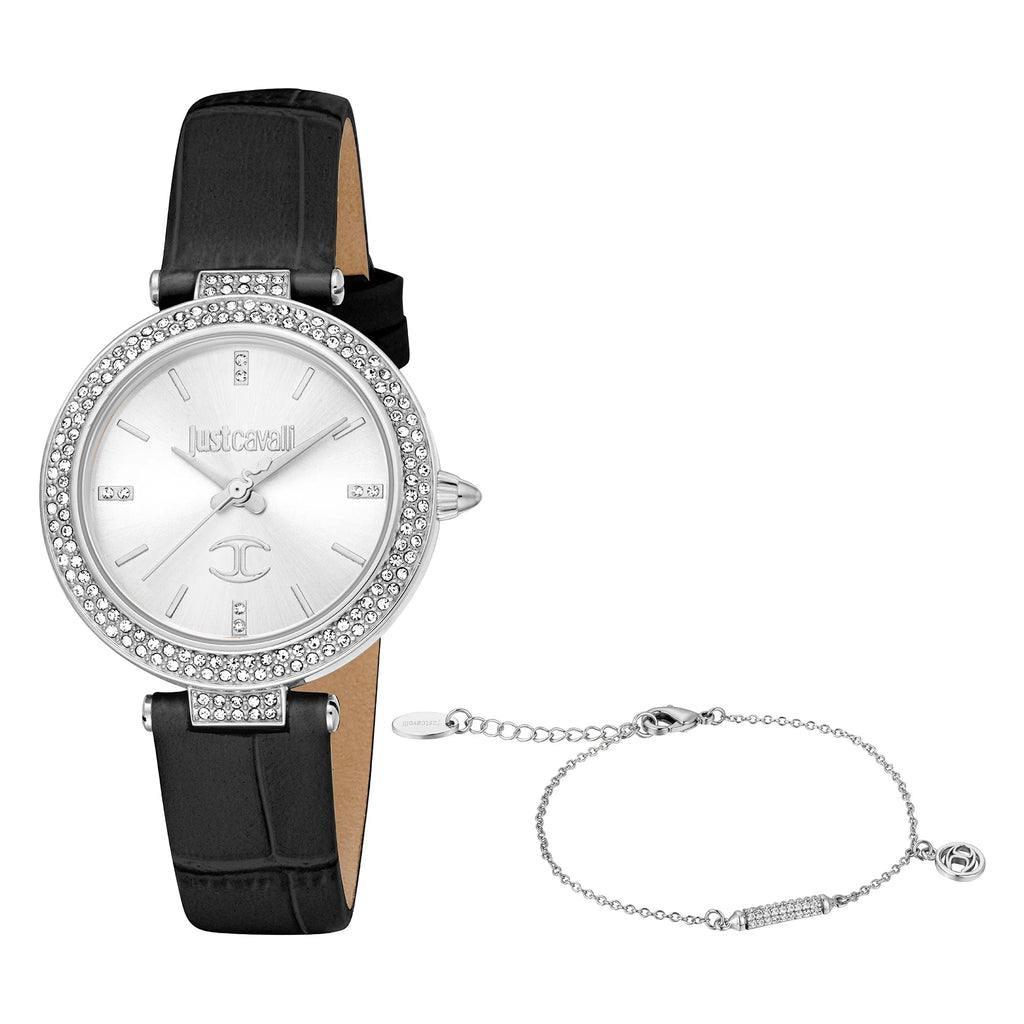 Just Cavalli Savoca Leather Black Silver