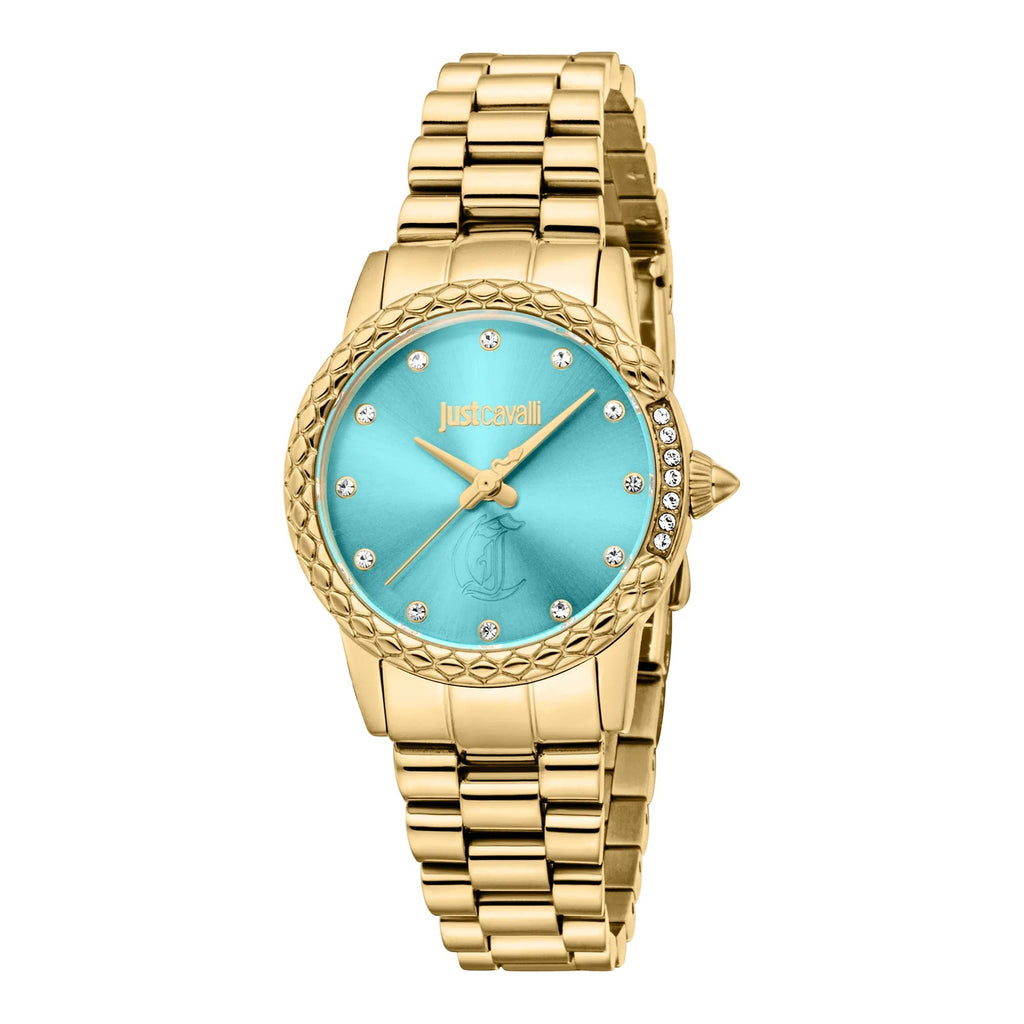 Just Cavalli Fiorenza Snake Yellow Gold Turquoise