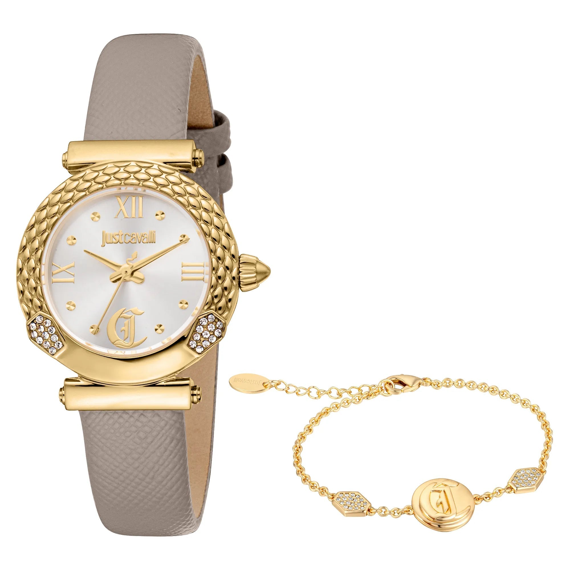 Just Cavalli Curiosa Leather Grey Gold
