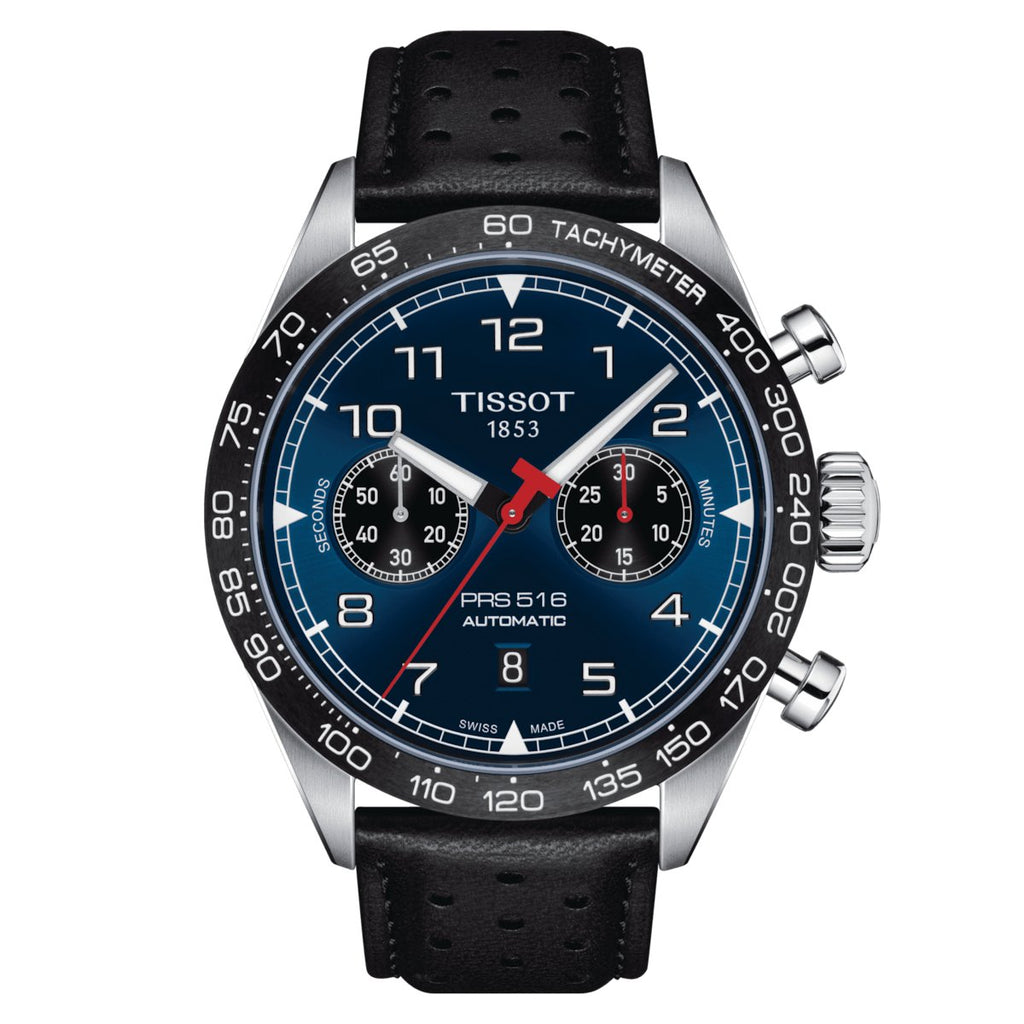Tissot Mens Watch Prs 516 Automatic Chronograph 45mm Black Steel T1316271604200
