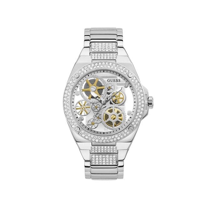 Guess Watches Big Reveal Mens Trend Silver Stainless Steel Watch Gw0323g1
