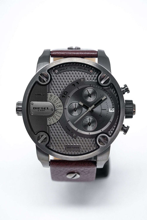 Diesel Dz7258 Men S Chronograph Little Daddy Gun Metal Brown Watch