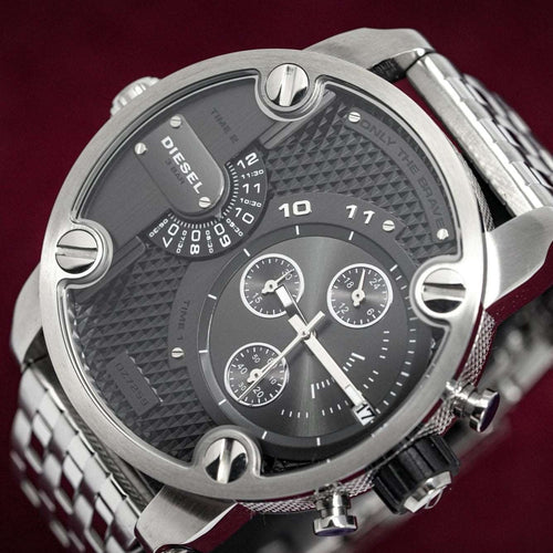 Diesel Dz7259 Men S Chronograph Little Daddy Black Silver Watch