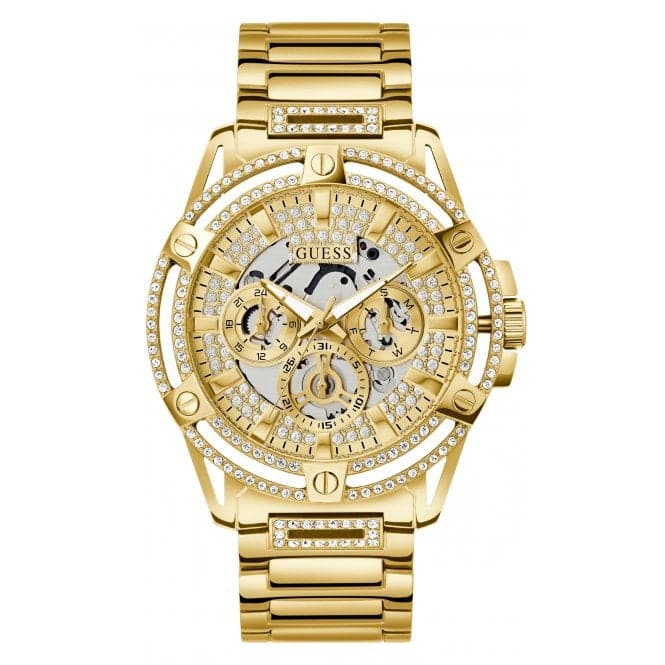 Guess Watches Gents King Stainless Steel Gold Tone Watch Gw0497g2