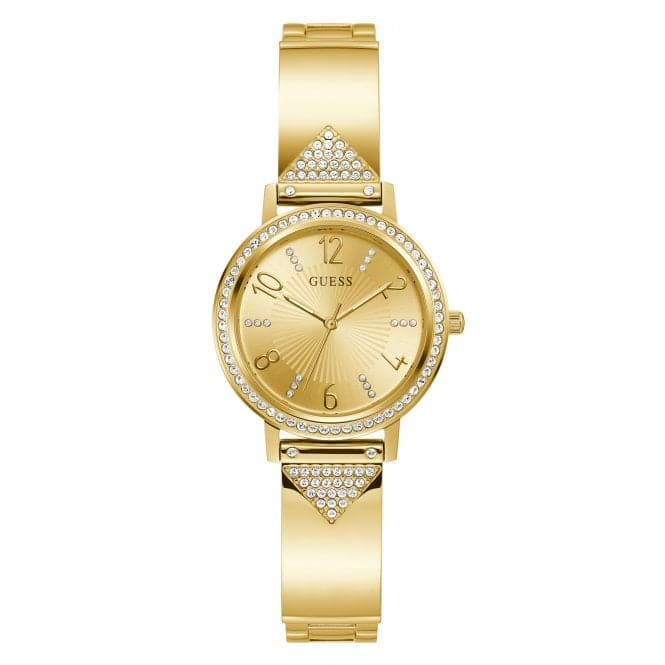 Guess Watches Ladies Tri Luxe Stainless Steel Gold Tone Watch Gw0474l2