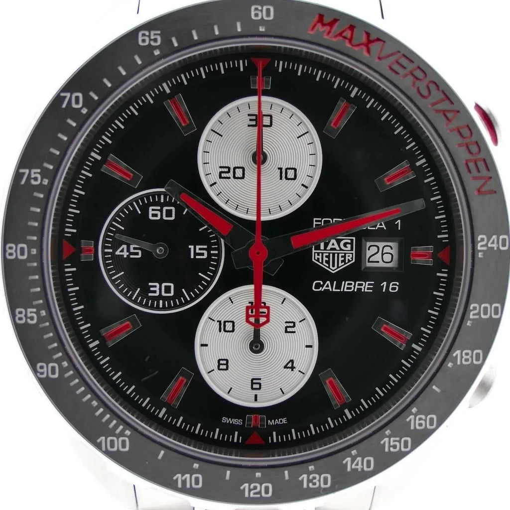 Tag Heuer Formula 1 Chronograph 43mm Automatic Mens Watch Stainless Steel With Black Dial Red Accents