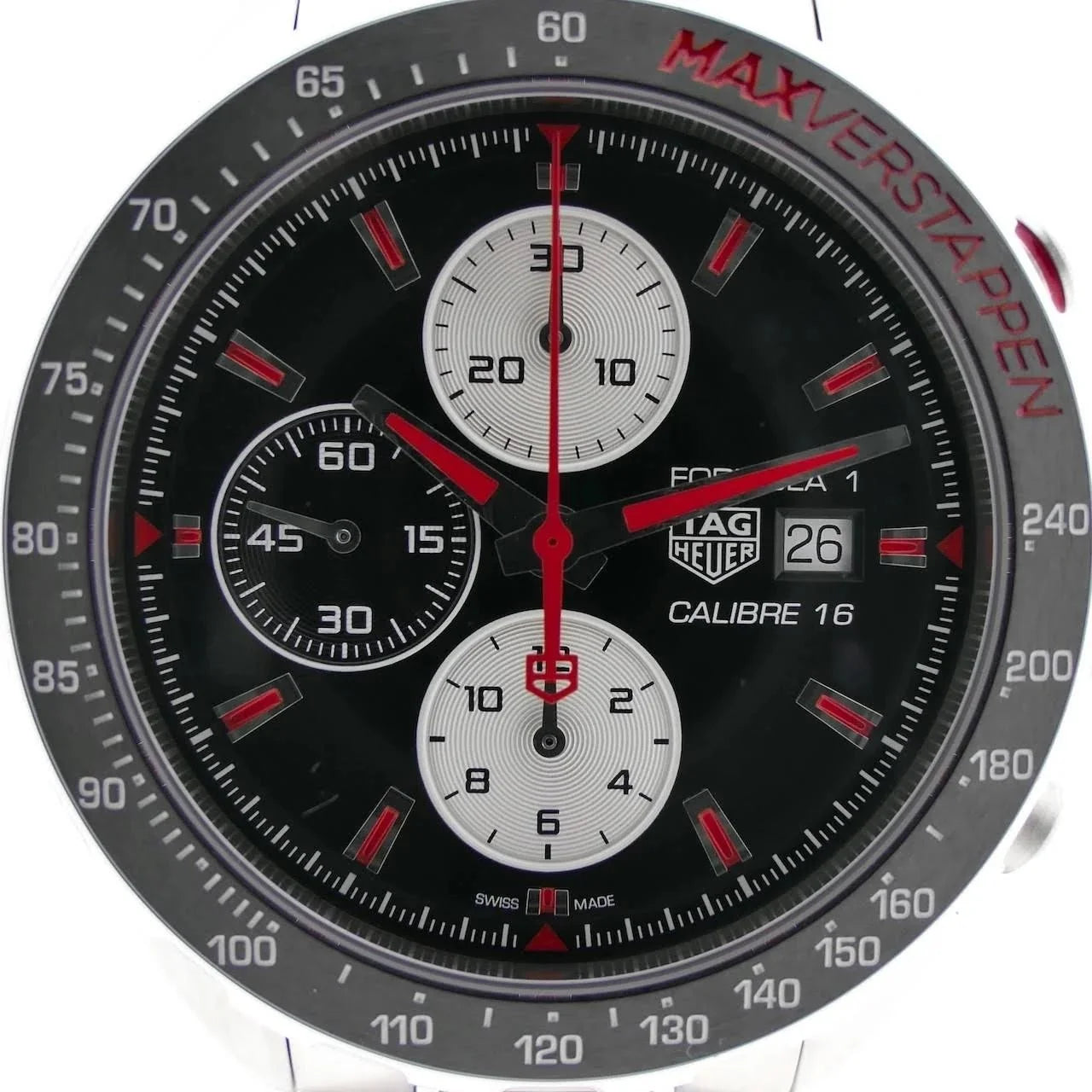 Tag Heuer Formula 1 Chronograph 43mm Automatic Mens Watch Stainless Steel With Black Dial Red Accents