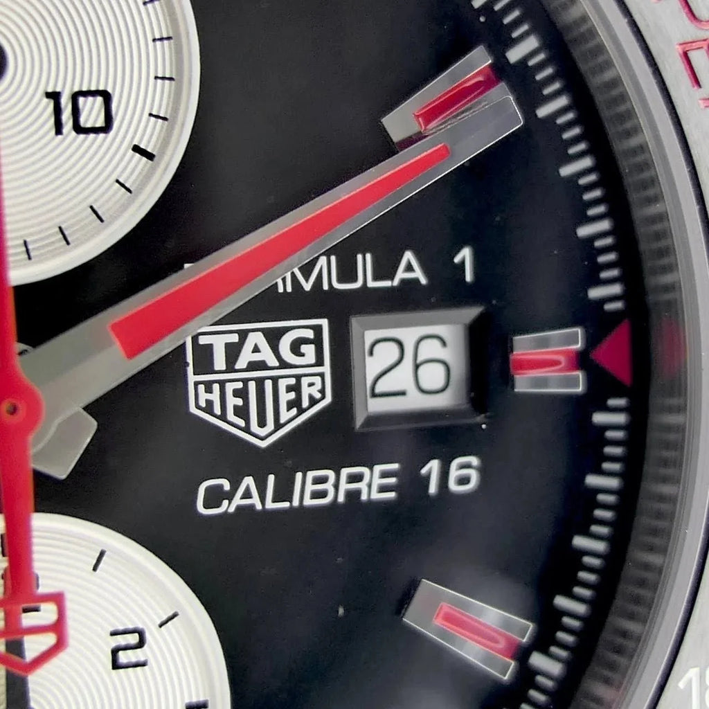 Tag Heuer Formula 1 Chronograph 43mm Automatic Mens Watch Stainless Steel With Black Dial Red Accents